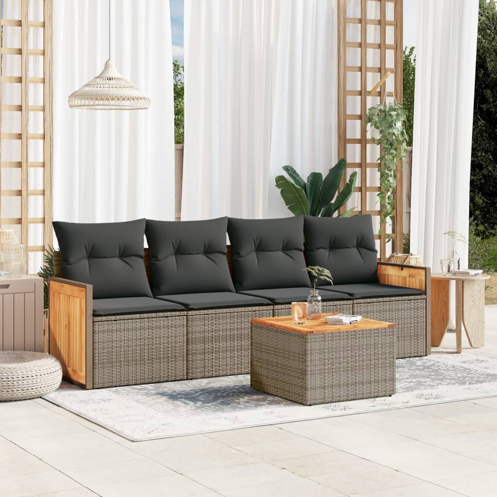 Set Mobilier De Grădină Cu Perne, 4 Piese, , Poliratan