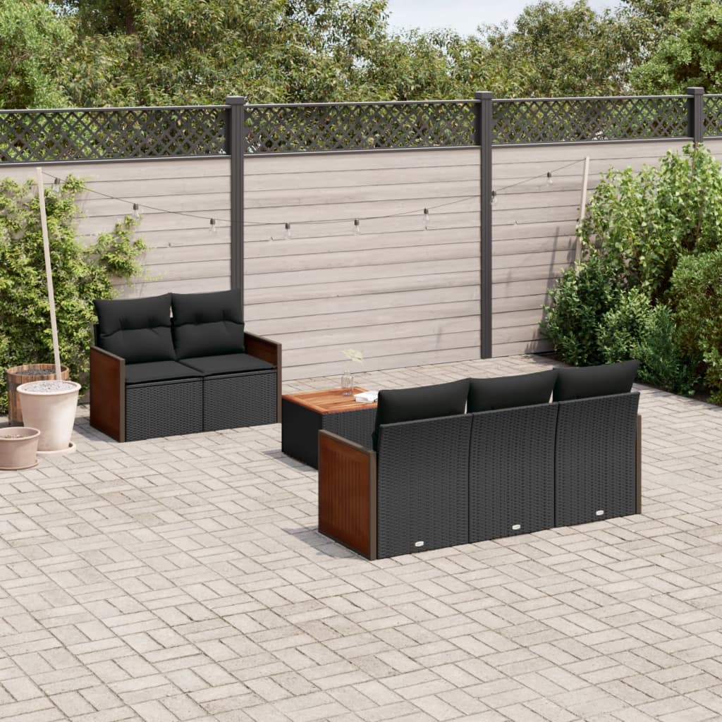 Set Mobilier Grădină Cu Perne, 6 Piese, , Poliratan