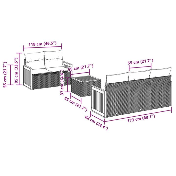 Set Mobilier Grădină Cu Perne, 6 Piese, , Poliratan