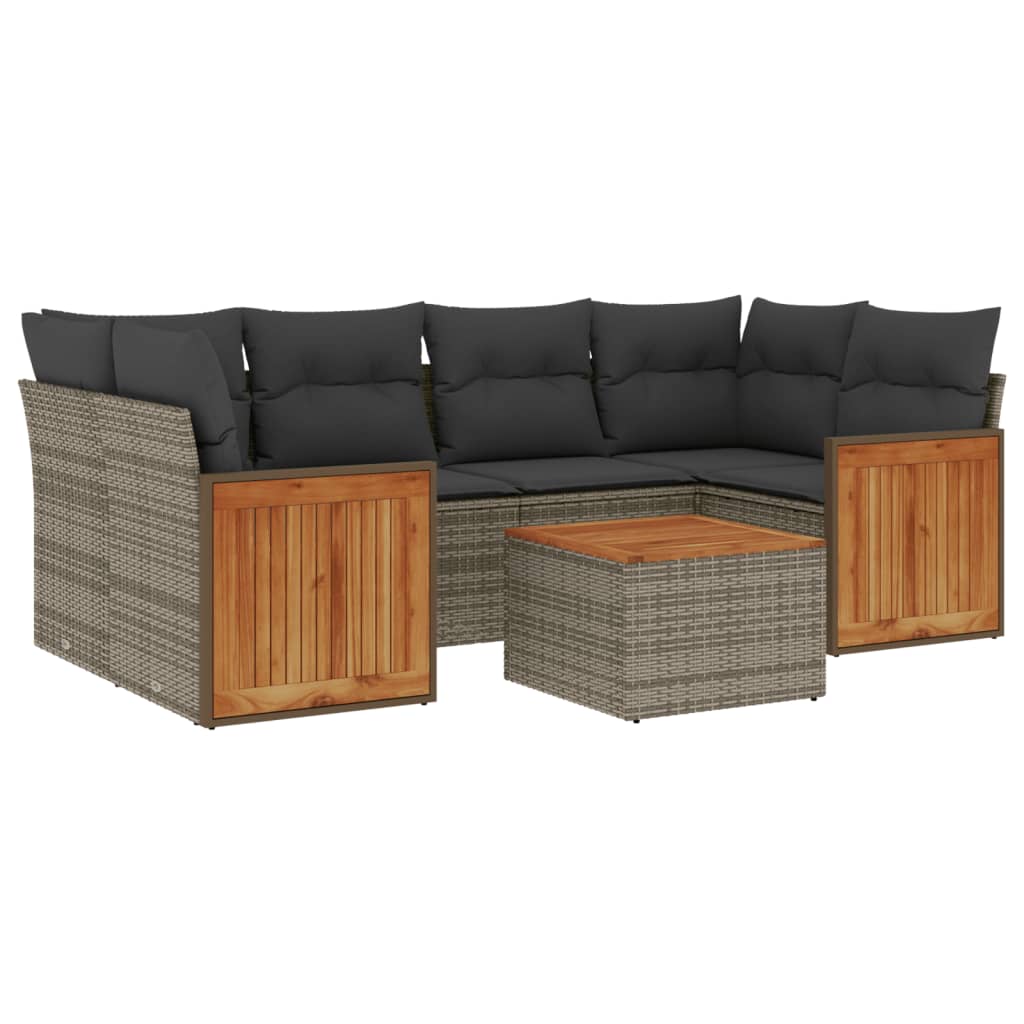Set Canapele De Grădină, 7 Piese, Cu Perne, , Poliratan