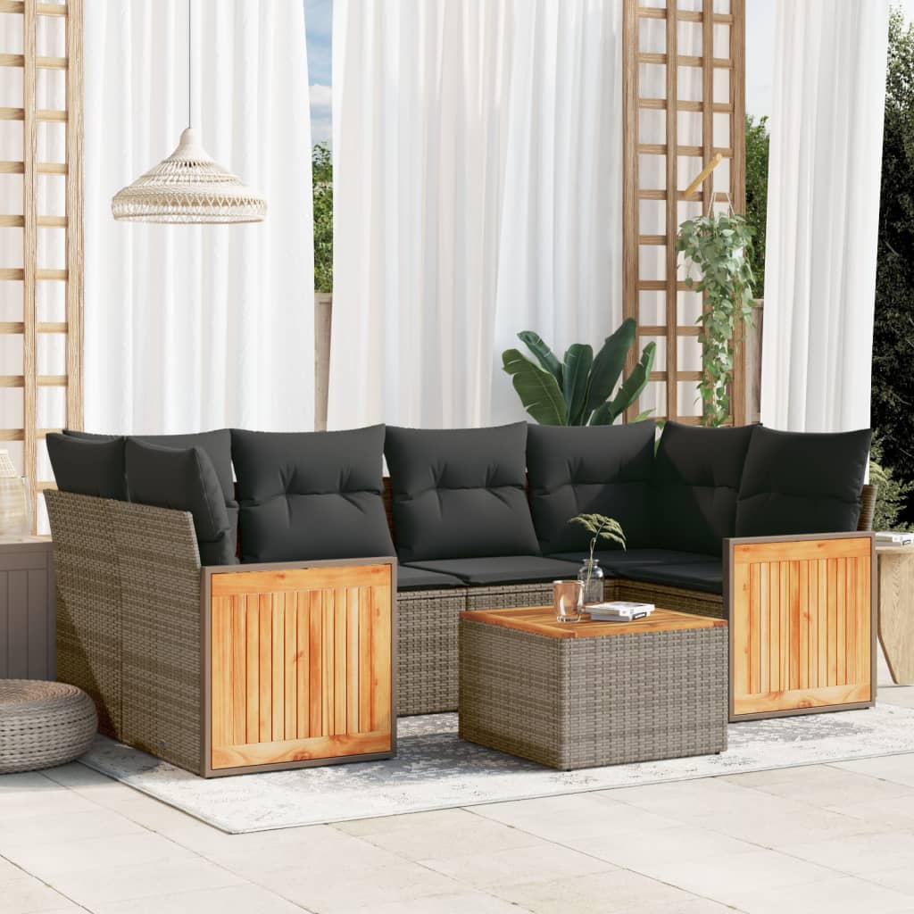 Set Canapele De Grădină, 7 Piese, Cu Perne, , Poliratan