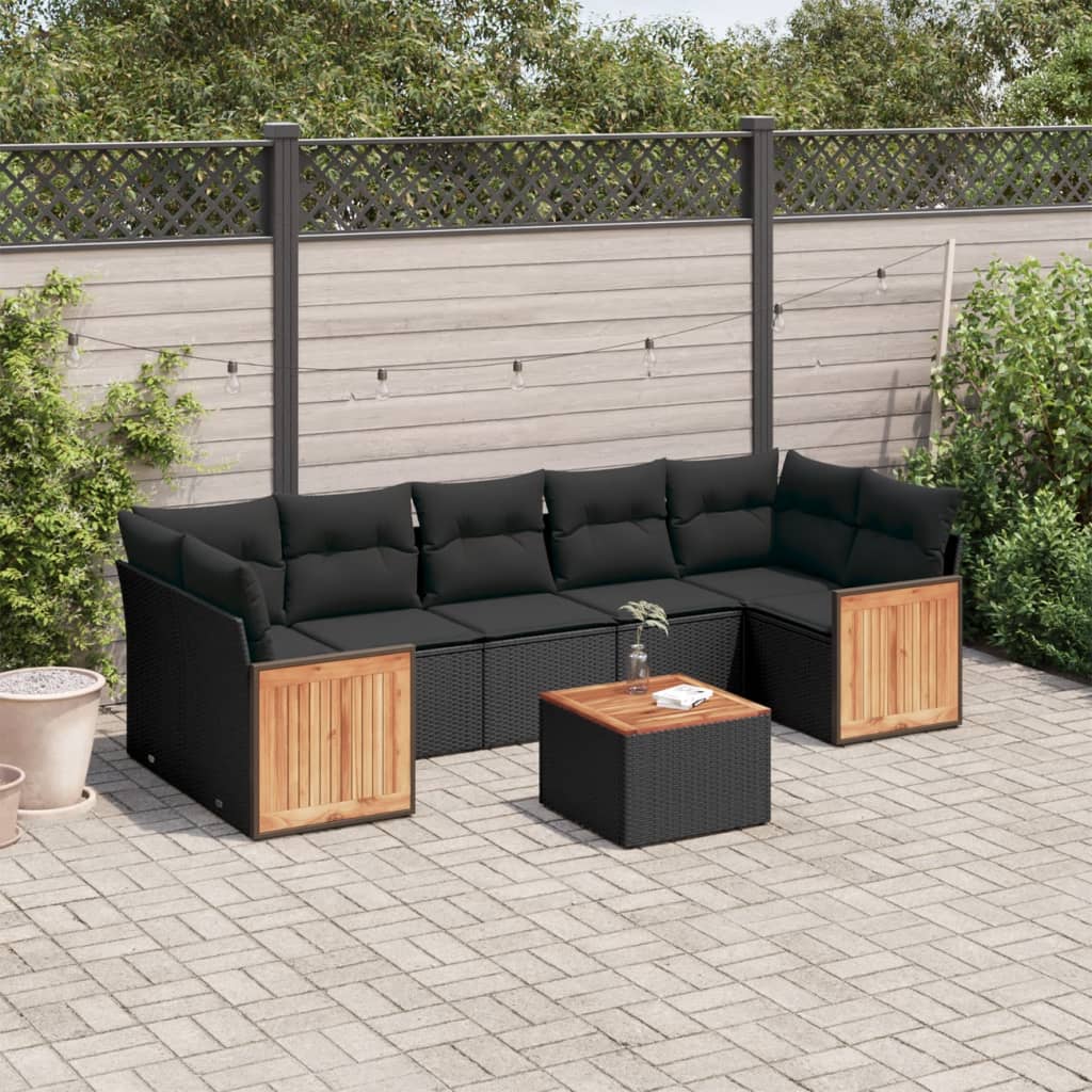 Set Canapele De Grădină Cu Perne, 8 Piese, , Poliratan