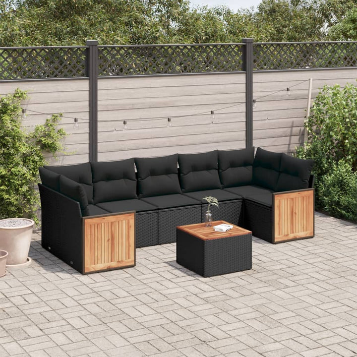 Set Canapele De Grădină Cu Perne, 8 Piese, , Poliratan