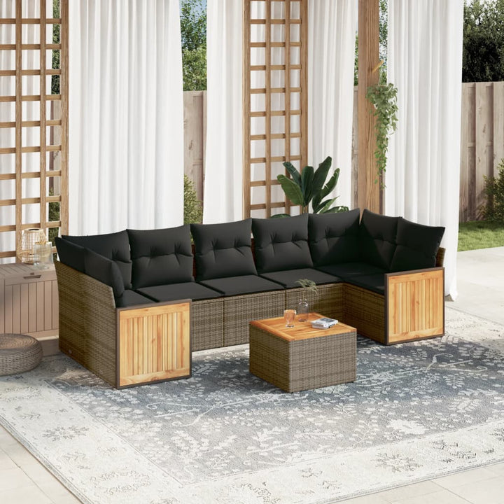 Set Canapele De Grădină Cu Perne, 8 Piese, , Poliratan