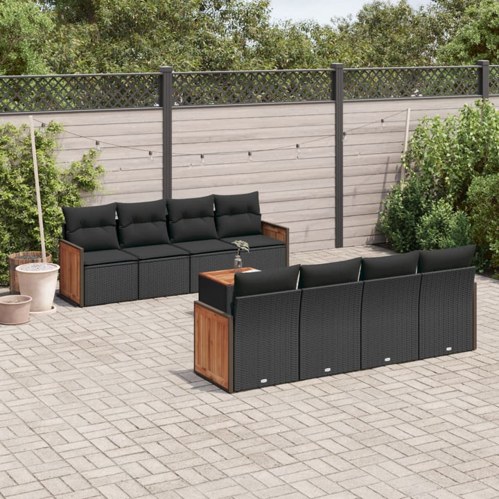 Set Canapele De Grădină, 9 Piese, Cu Perne, , Poliratan
