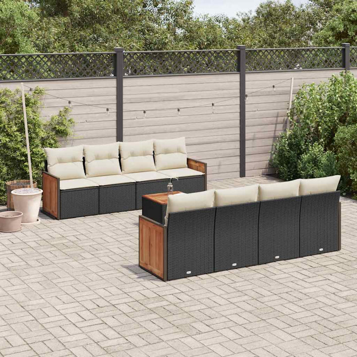 Set Canapele De Grădină, 9 Piese, Cu Perne, , Poliratan