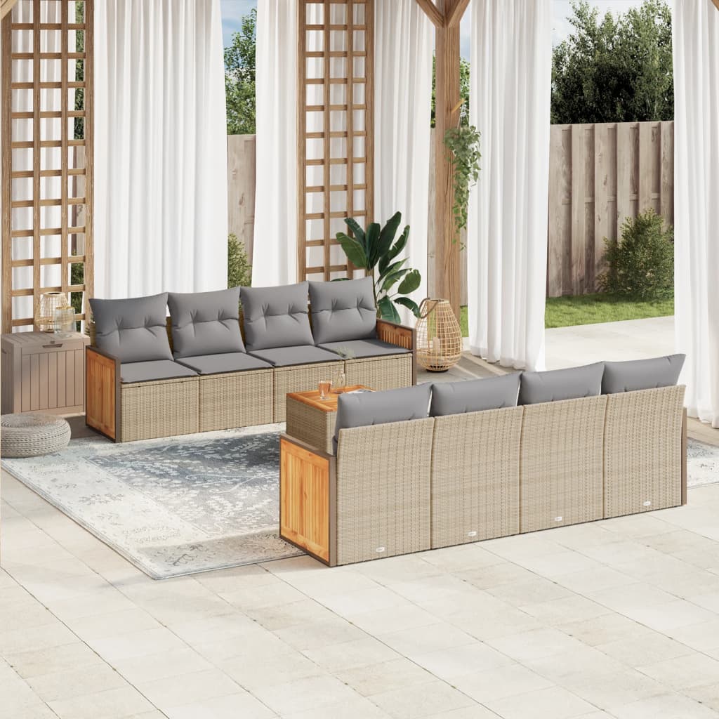 Set Canapele De Grădină, 9 Piese, Cu Perne, , Poliratan