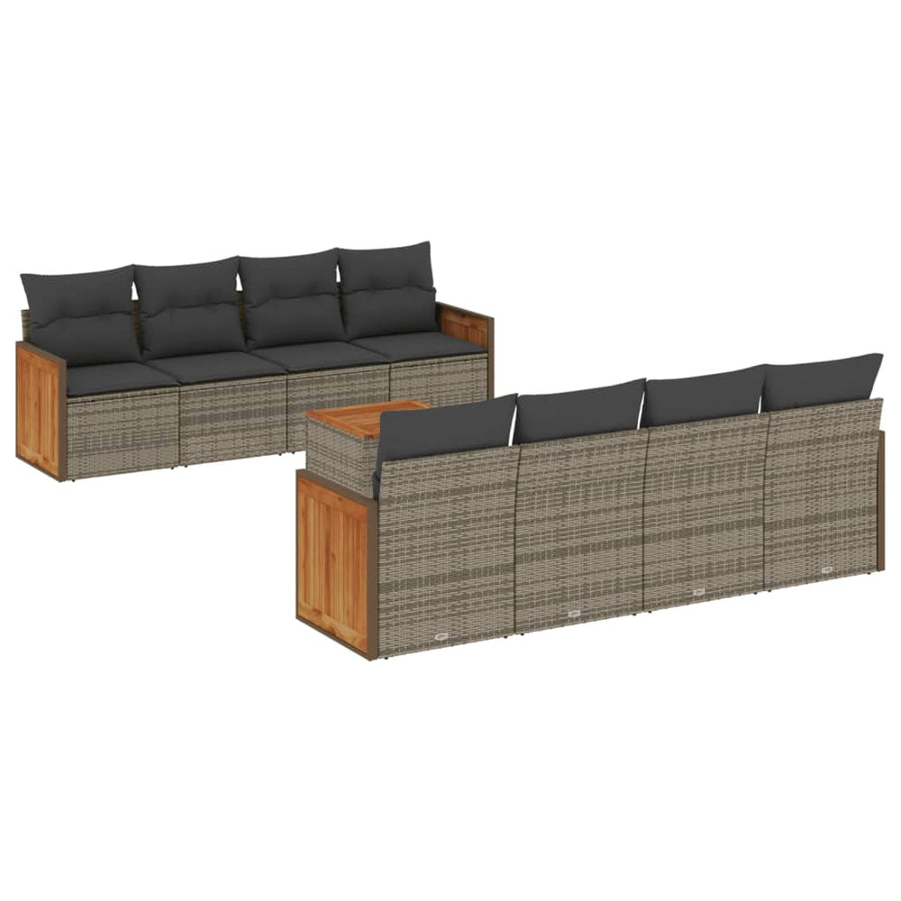 Set Canapele De Grădină, 9 Piese, Cu Perne, , Poliratan