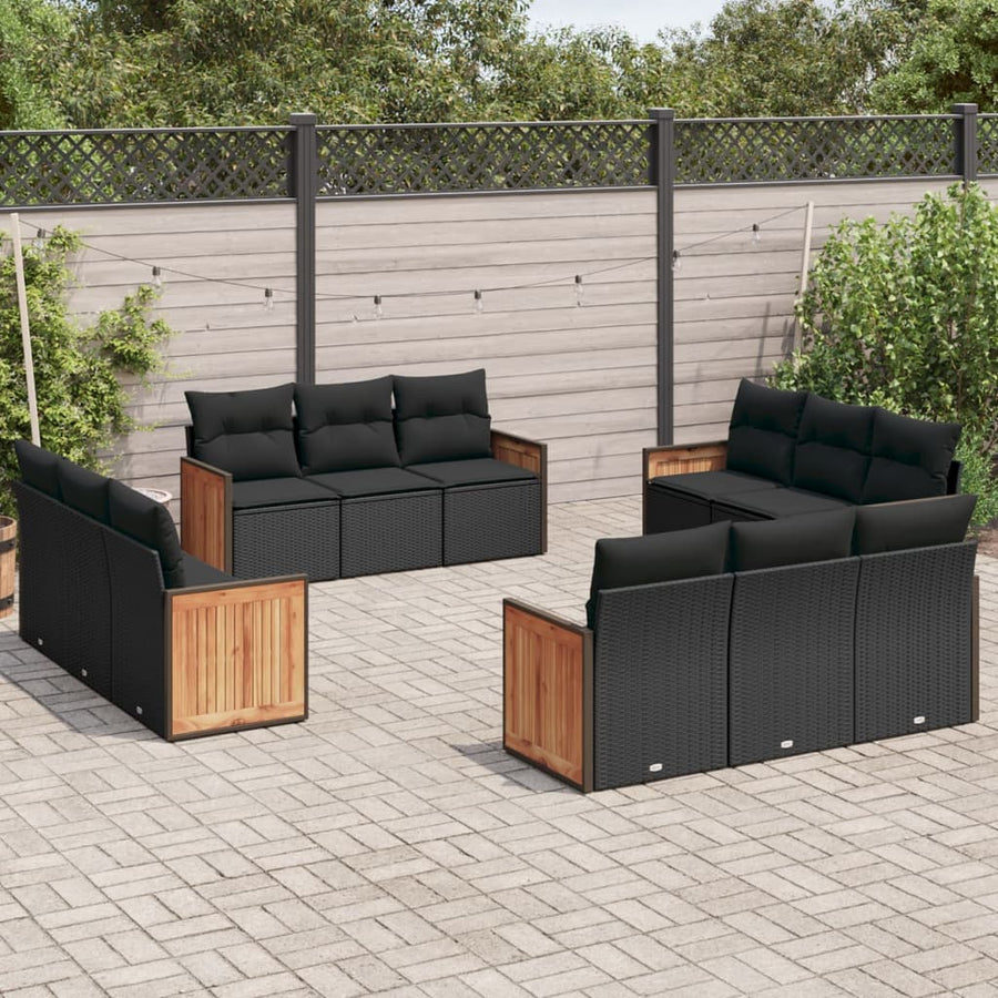 Set Canapele De Grădină, 12 Piese, Cu Perne, , Poliratan