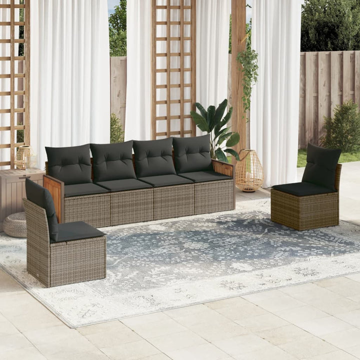 Set Canapele De Grădină, 7 Piese, Cu Perne, , Poliratan