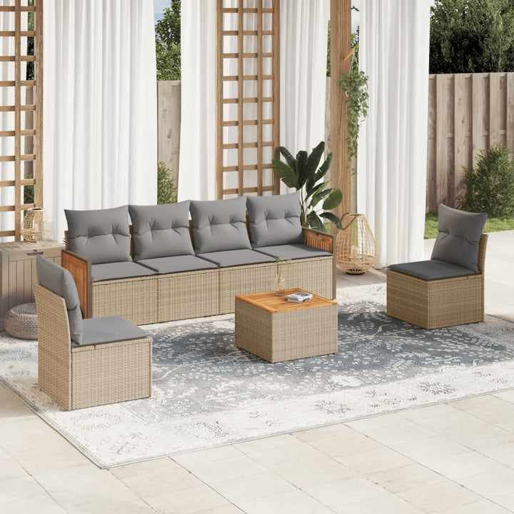 Set Canapele De Grădină, 7 Piese, Cu Perne, , Poliratan