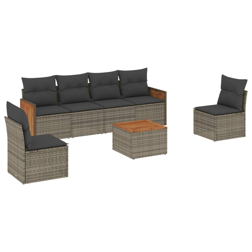 Set Canapele De Grădină, 7 Piese, Cu Perne, , Poliratan