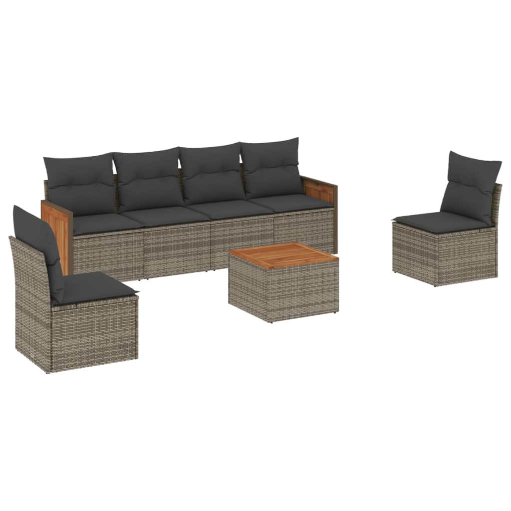 Set Canapele De Grădină, 7 Piese, Cu Perne, , Poliratan