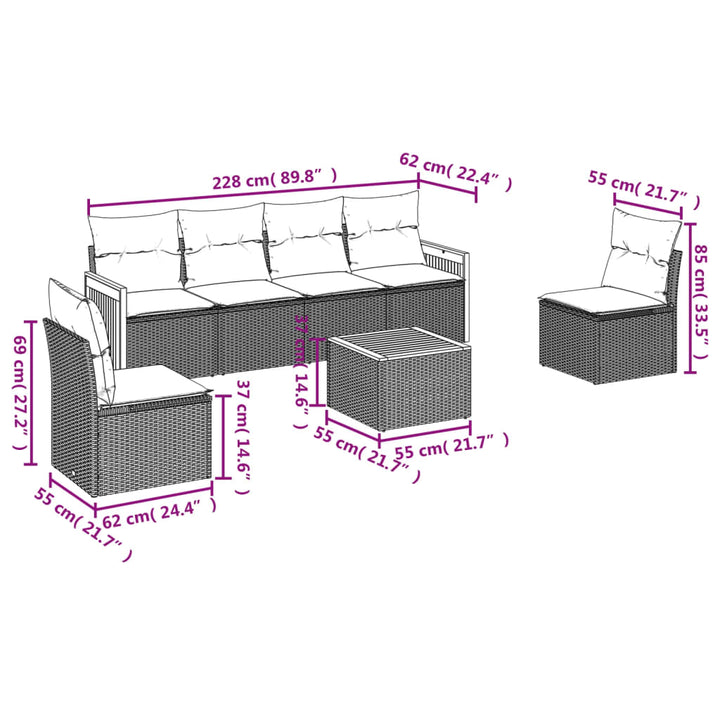Set Canapele De Grădină, 7 Piese, Cu Perne, , Poliratan