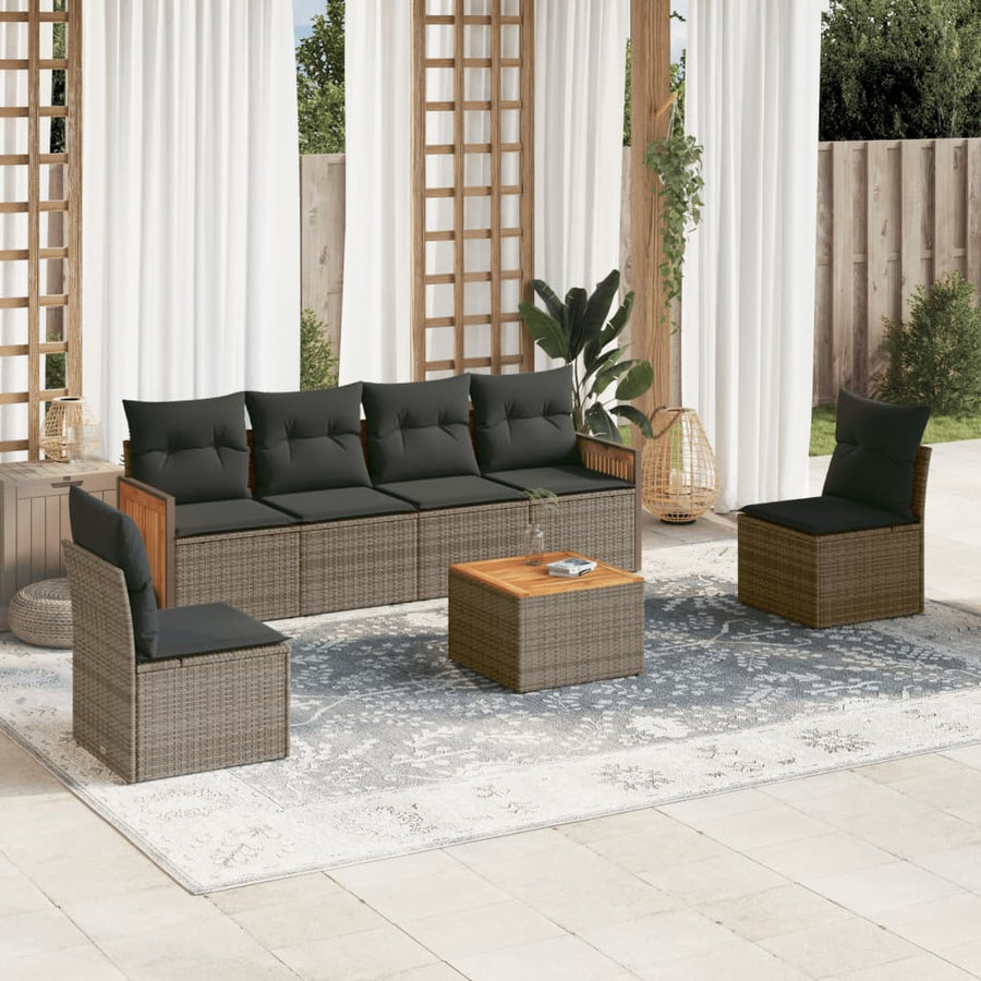 Set Canapele De Grădină, 7 Piese, Cu Perne, , Poliratan