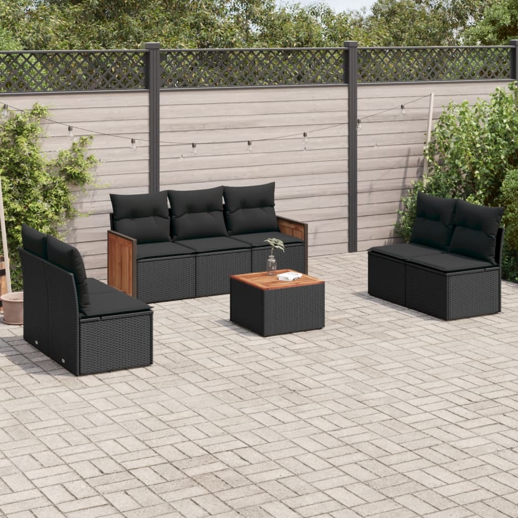 Set Canapele De Grădină, 7 Piese, Cu Perne, Bej, Poliratan
