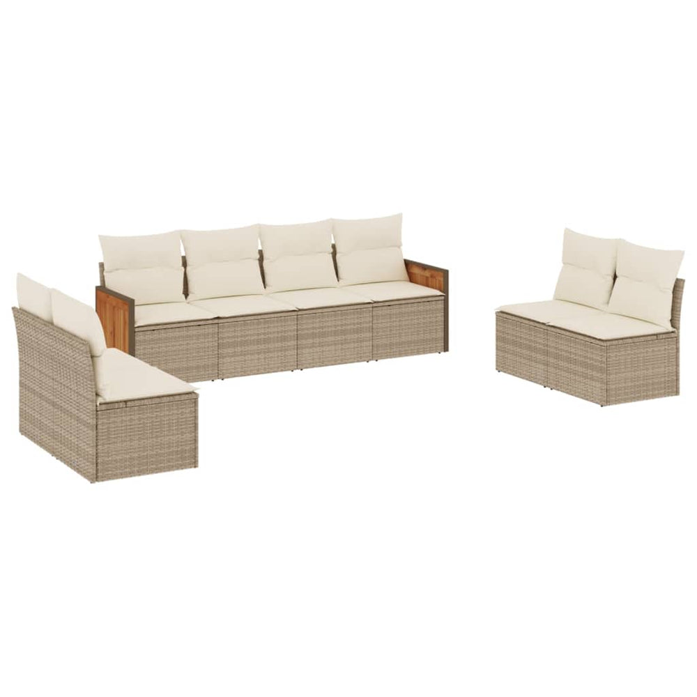 Set Canapele De Grădină, 8 Piese, Cu Perne, Bej, Poliratan