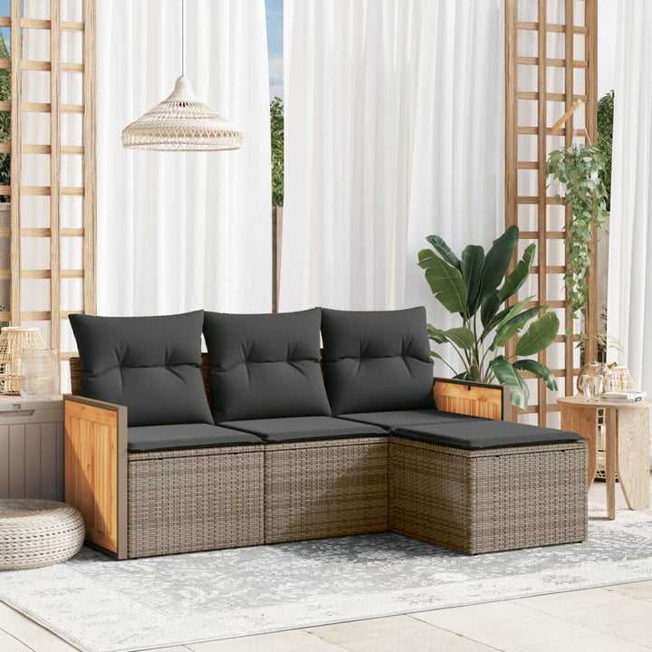 Set Mobilier De Grădină Cu Perne, 5 Piese, , Poliratan