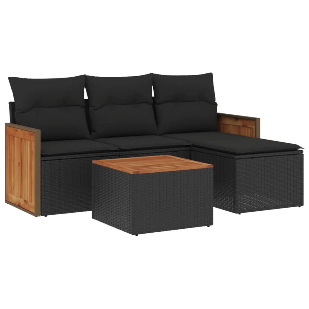 Set Mobilier De Grădină Cu Perne, 5 Piese, , Poliratan