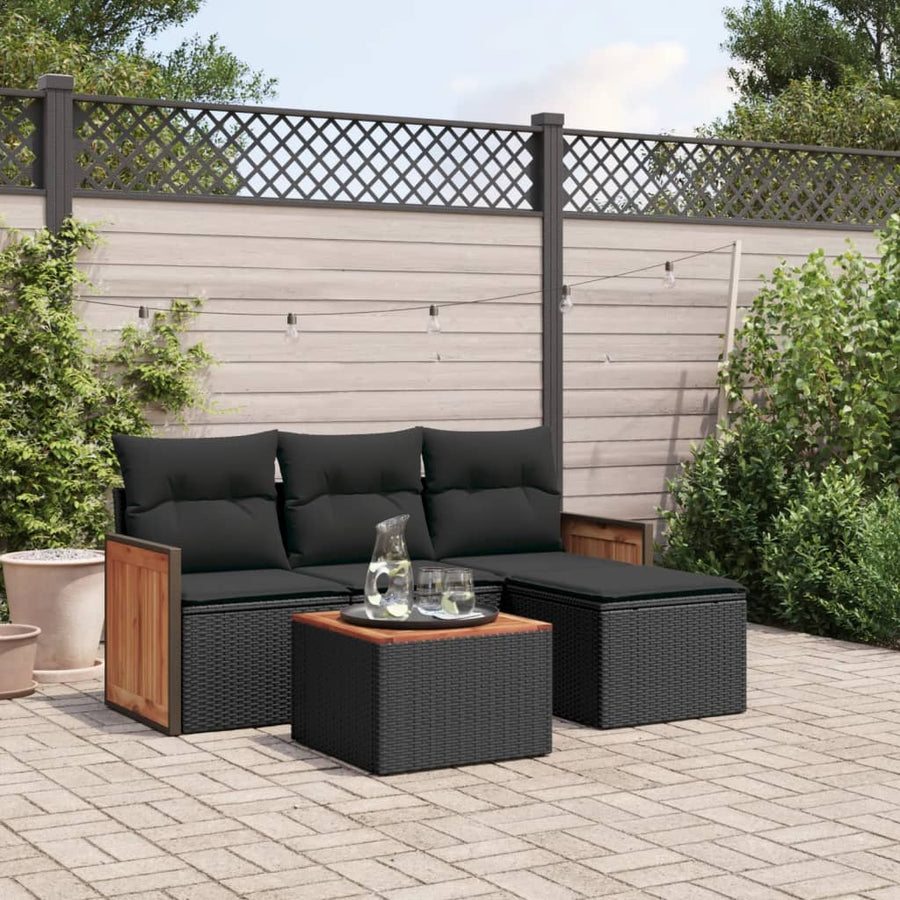 Set Mobilier De Grădină Cu Perne, 5 Piese, , Poliratan