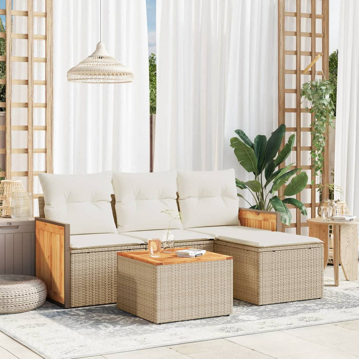 Set Mobilier De Grădină Cu Perne, 5 Piese, , Poliratan