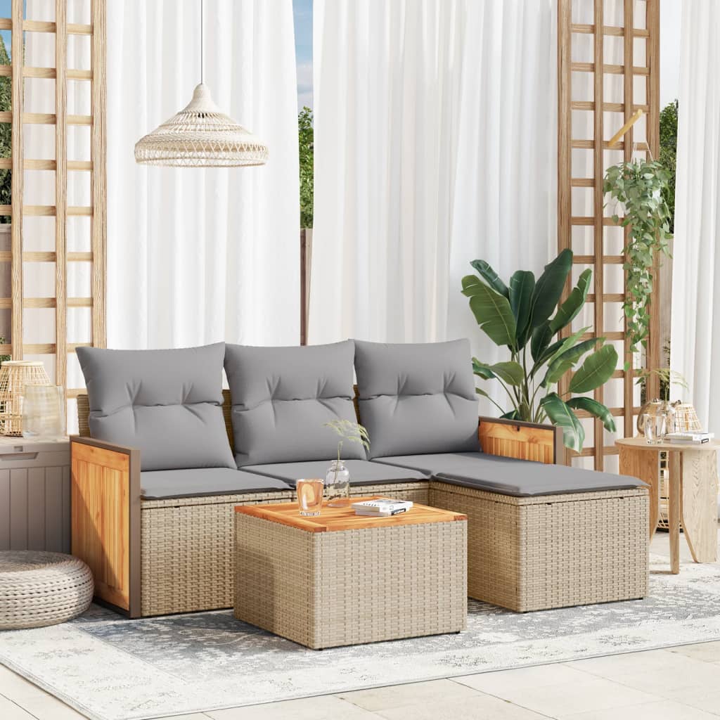 Set Mobilier De Grădină Cu Perne, 5 Piese, , Poliratan