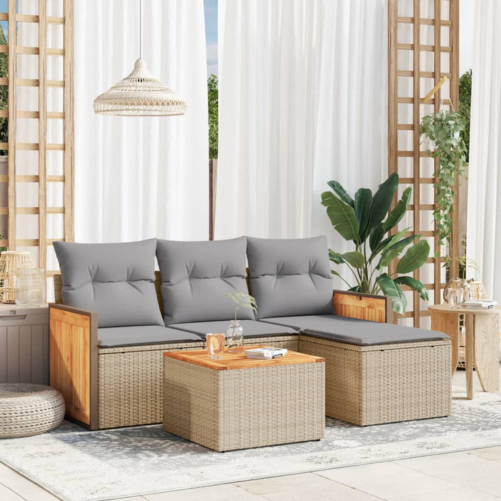 Set Mobilier De Grădină Cu Perne, 5 Piese, , Poliratan