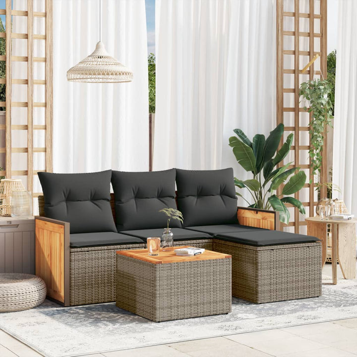 Set Mobilier De Grădină Cu Perne, 5 Piese, , Poliratan