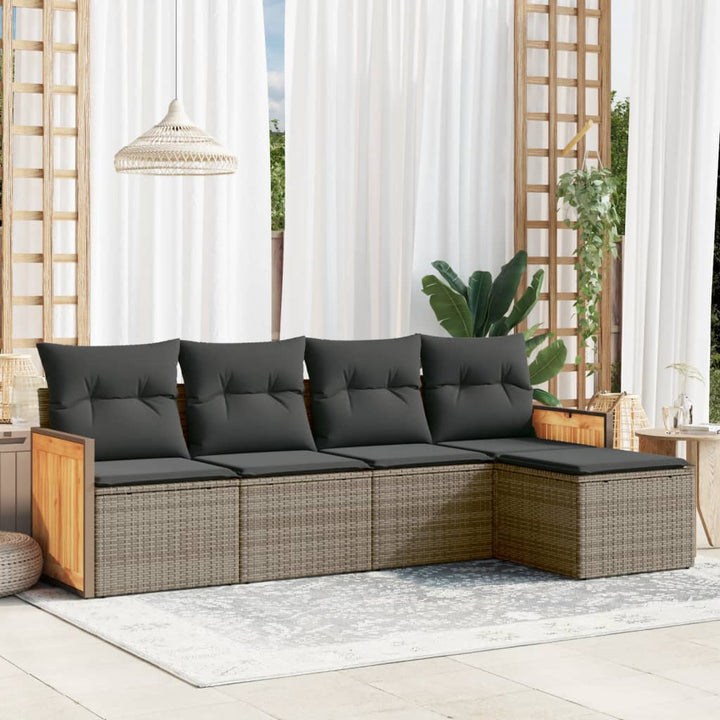 Set Mobilier Grădină Cu Perne, 6 Piese, , Poliratan
