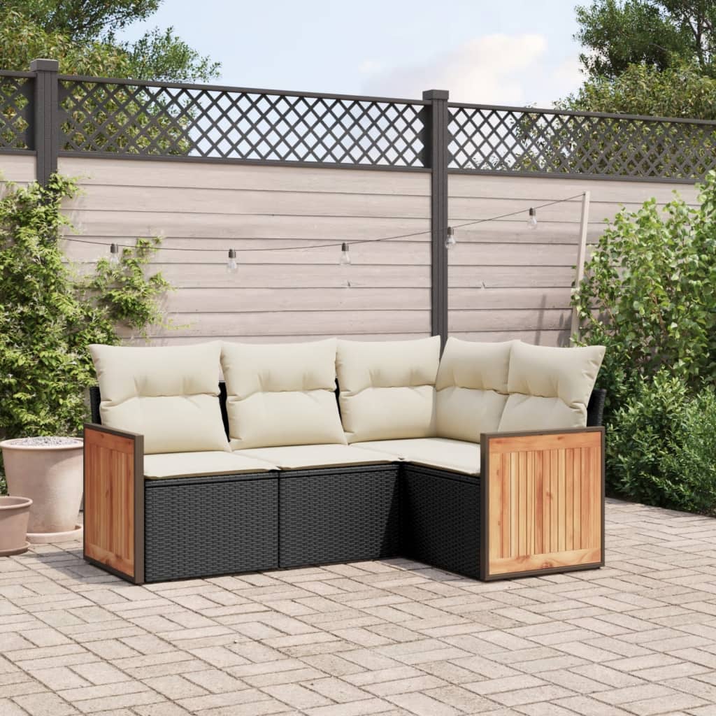 Set Mobilier De Grădină Cu Perne, 4 Piese, , Poliratan
