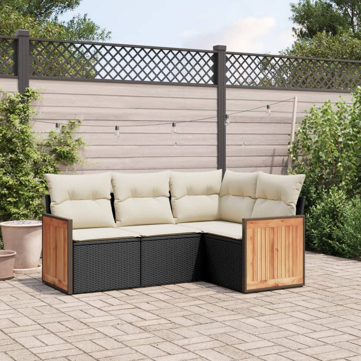 Set Mobilier De Grădină Cu Perne, 4 Piese, , Poliratan