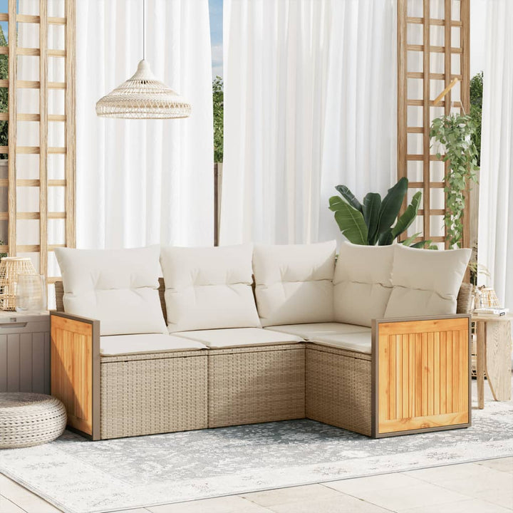 Set Mobilier De Grădină Cu Perne, 4 Piese, , Poliratan