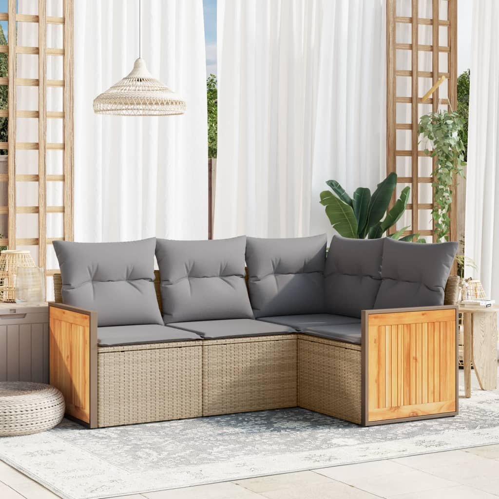 Set Mobilier De Grădină Cu Perne, 4 Piese, , Poliratan