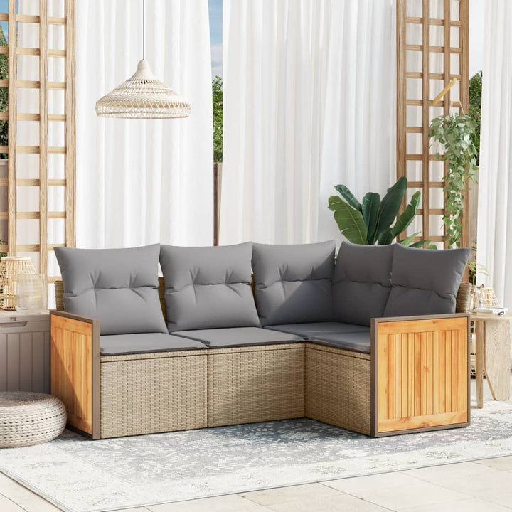 Set Mobilier De Grădină Cu Perne, 4 Piese, , Poliratan