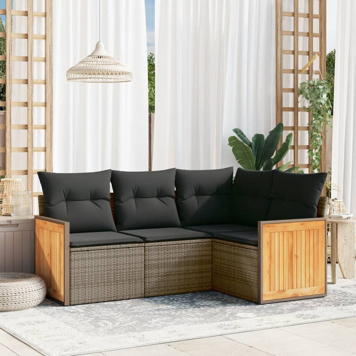Set Mobilier De Grădină Cu Perne, 4 Piese, , Poliratan