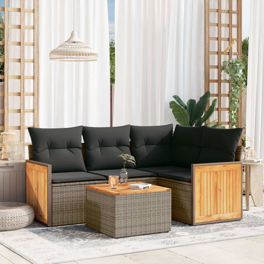 Set Mobilier De Grădină Cu Perne, 4 Piese, , Poliratan