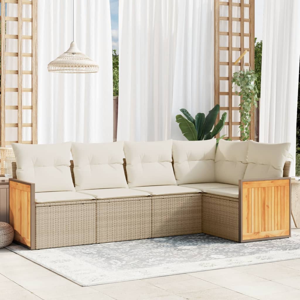 Set Mobilier Grădină Cu Perne, 6 Piese, , Poliratan