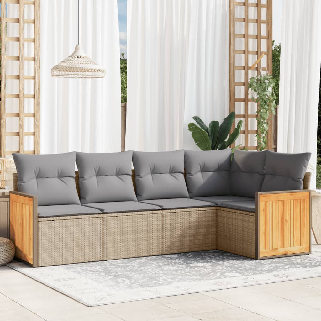 Set Mobilier Grădină Cu Perne, 6 Piese, , Poliratan