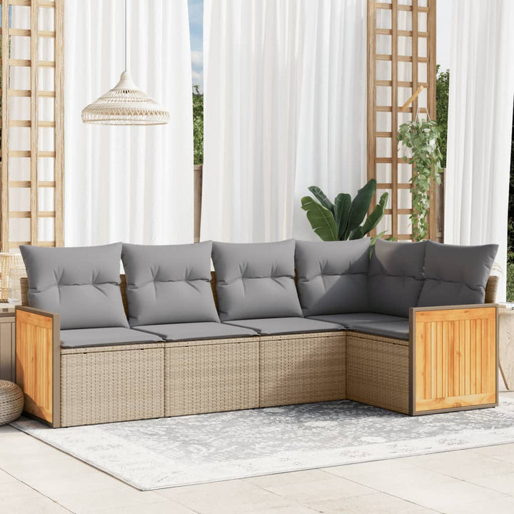 Set Mobilier Grădină Cu Perne, 6 Piese, , Poliratan