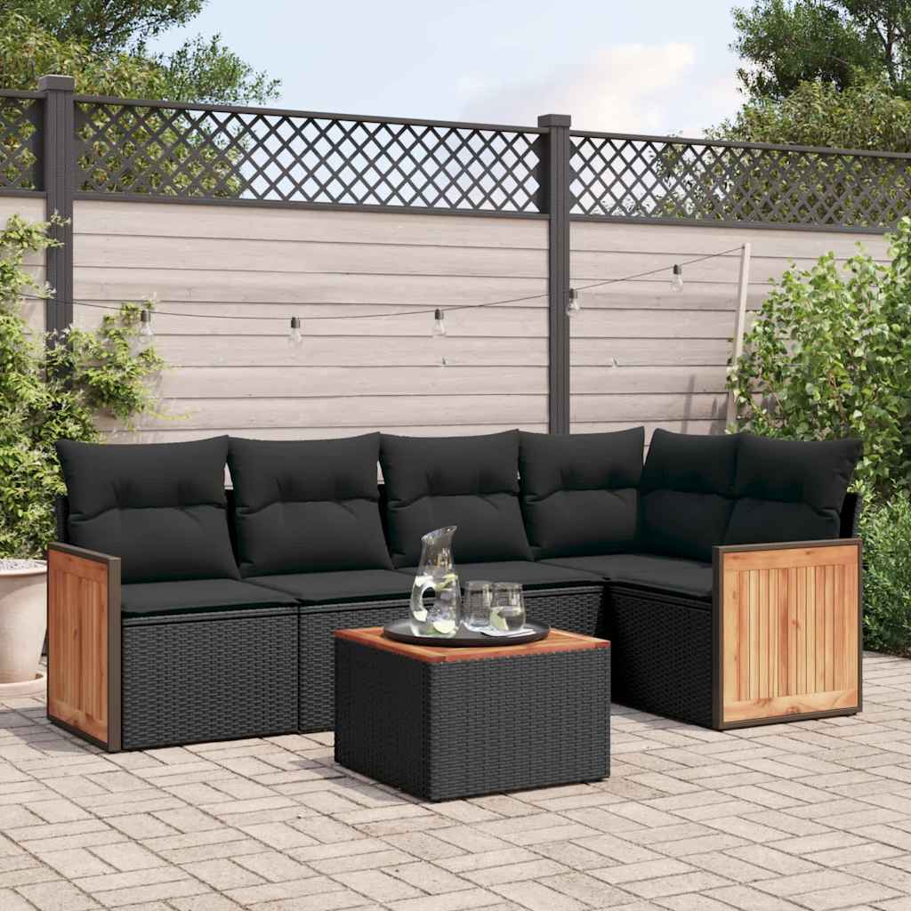 Set Mobilier Grădină Cu Perne, 6 Piese, , Poliratan