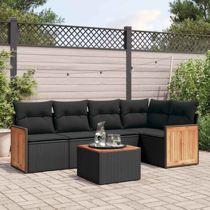 Set Mobilier Grădină Cu Perne, 6 Piese, , Poliratan