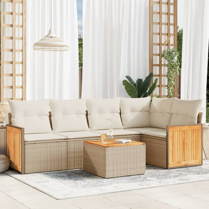 Set Mobilier Grădină Cu Perne, 6 Piese, , Poliratan