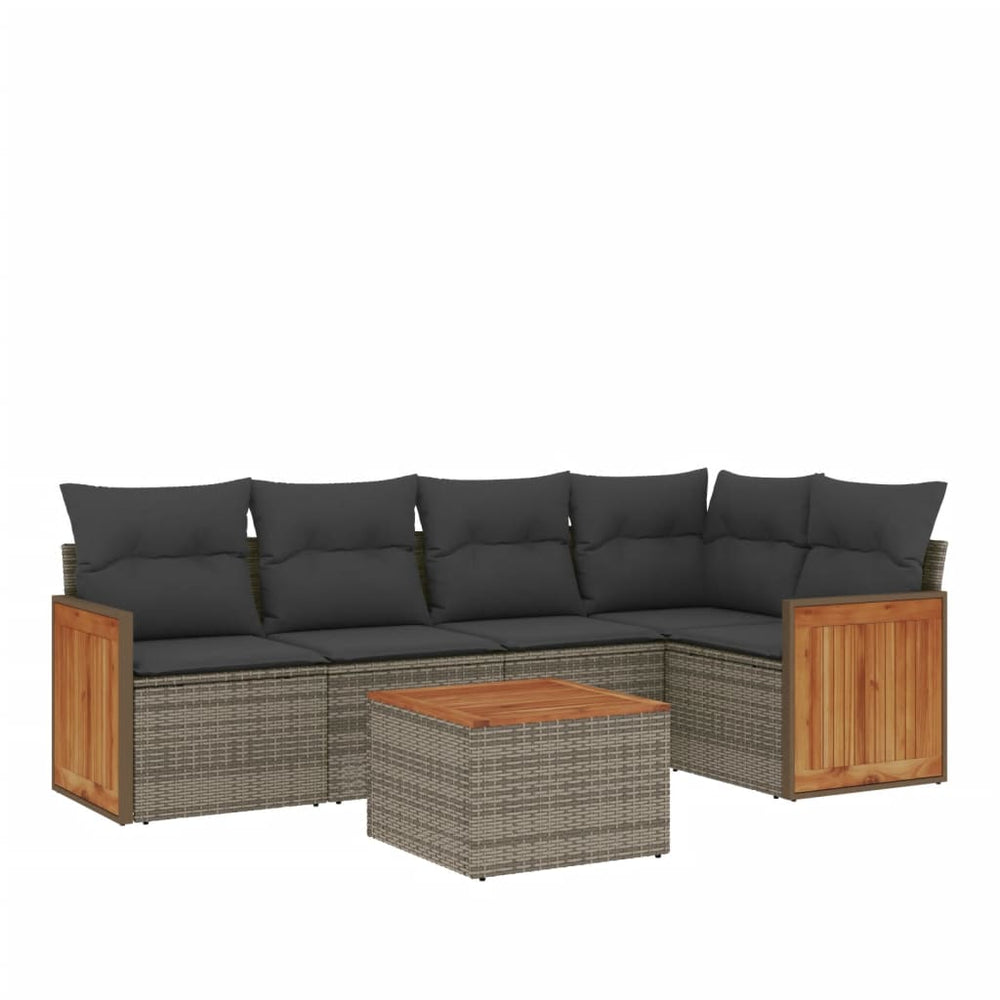 Set Mobilier Grădină Cu Perne, 6 Piese, , Poliratan