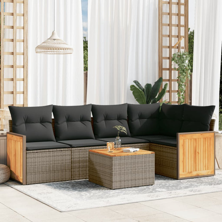 Set Mobilier Grădină Cu Perne, 6 Piese, , Poliratan