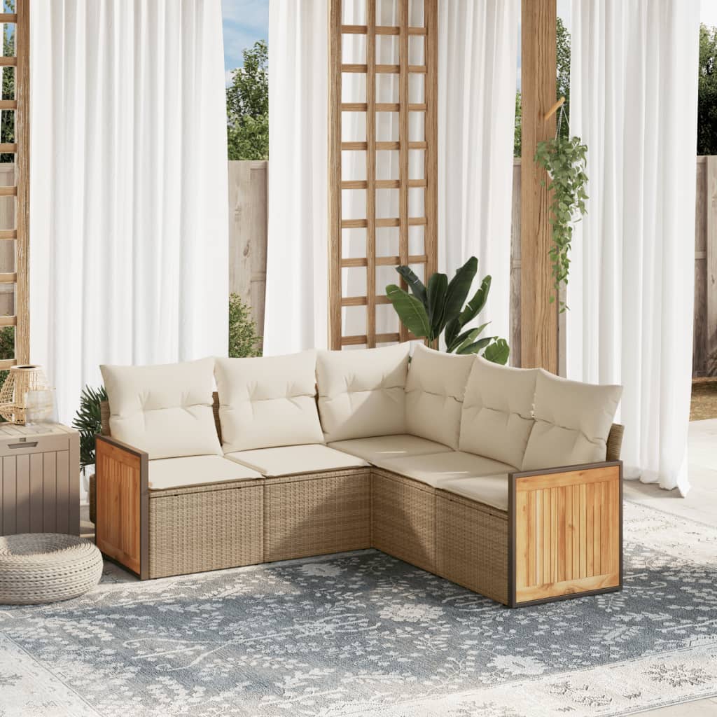 Set Mobilier De Grădină Cu Perne, 5 Piese, Negru, Poliratan