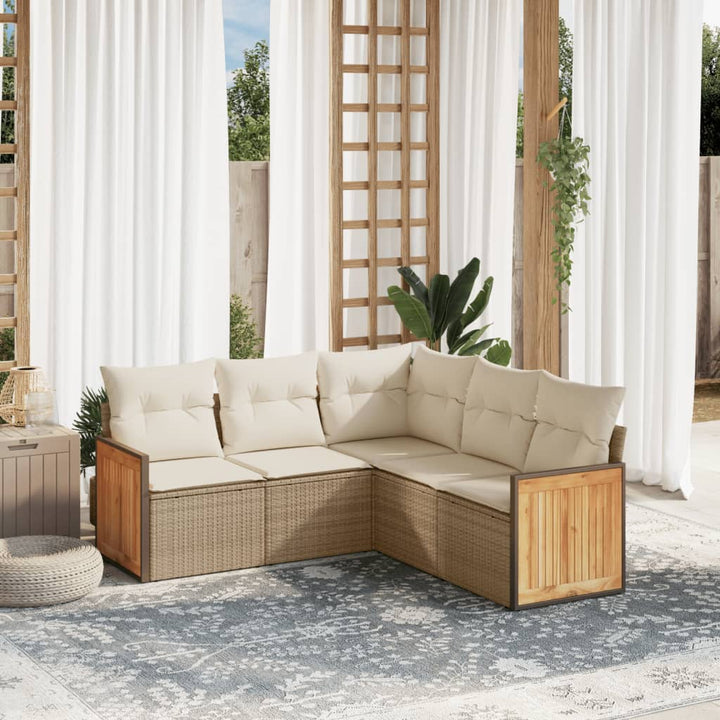 Set Mobilier De Grădină Cu Perne, 5 Piese, Negru, Poliratan