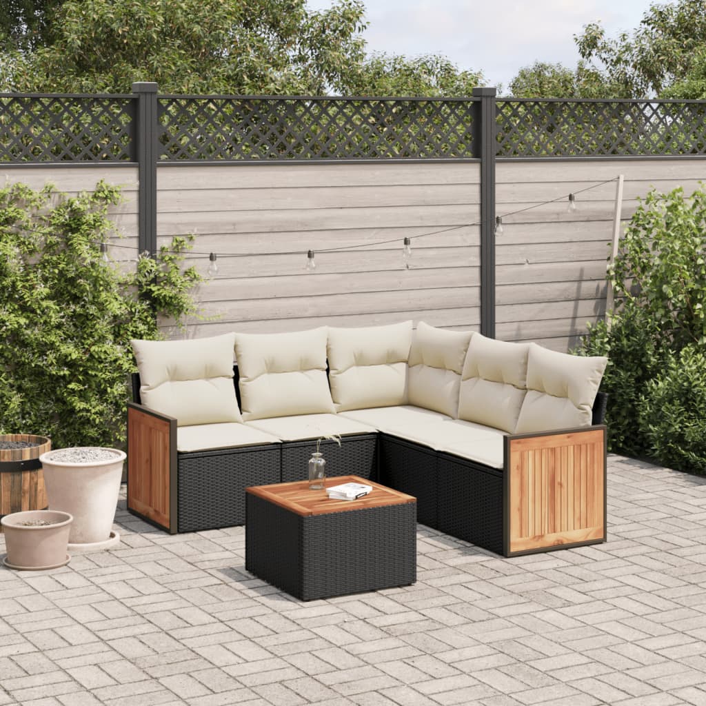 Set Mobilier De Grădină Cu Perne, 5 Piese, Negru, Poliratan