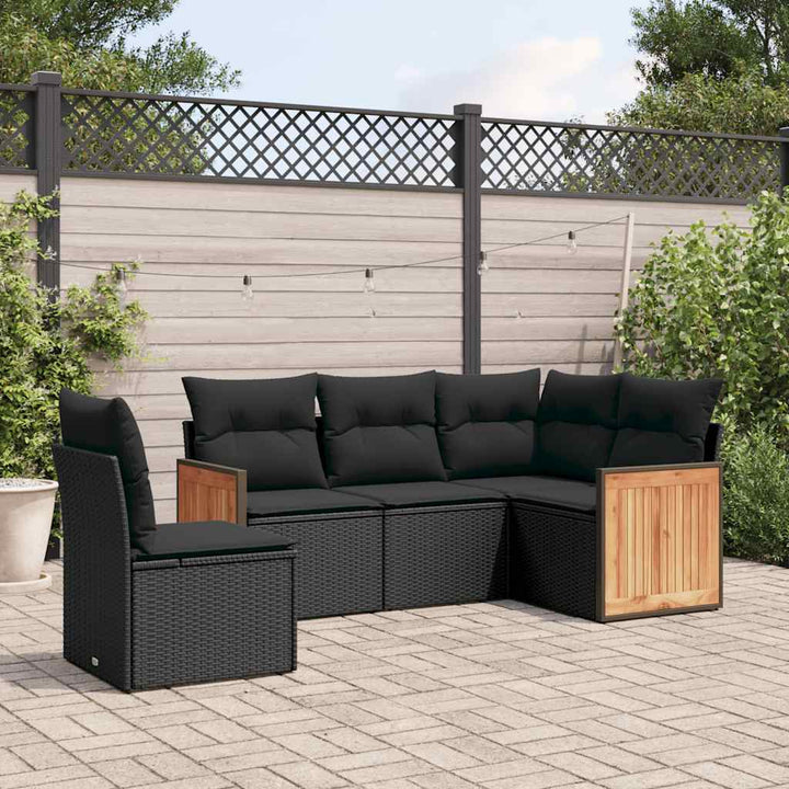 Set Mobilier De Grădină Cu Perne, 6 Piese, Negru, Poliratan