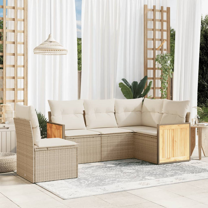 Set Mobilier De Grădină Cu Perne, 6 Piese, Negru, Poliratan