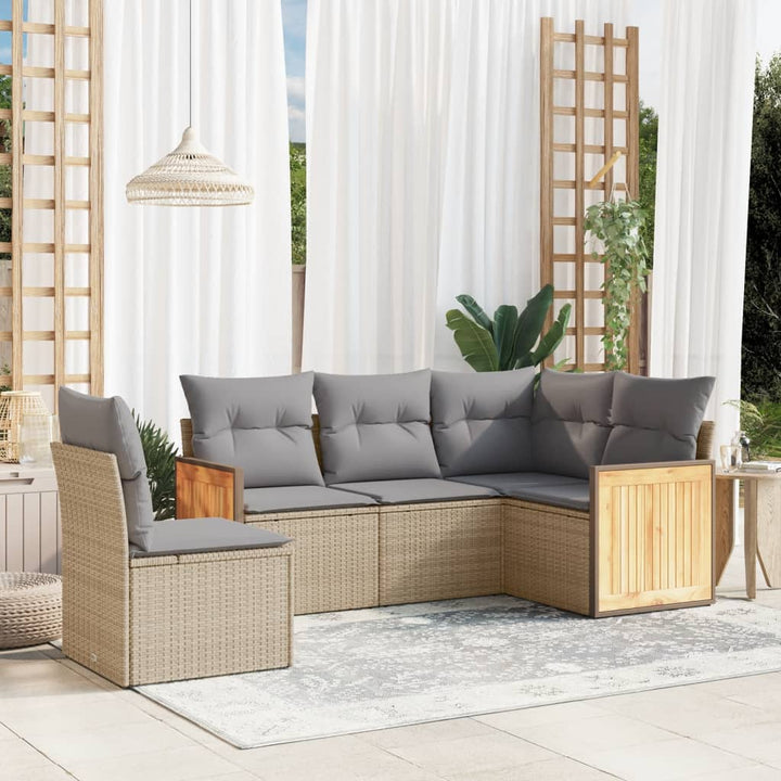 Set Mobilier De Grădină Cu Perne, 6 Piese, Negru, Poliratan